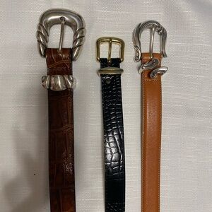 Lot of 3, Women Vintage Leather Belt, (1) Coldwater Creek Silver Tone Buckle